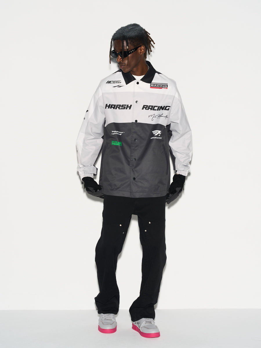 Harsh and Cruel Colorblock Logo Racing Coach Jacket