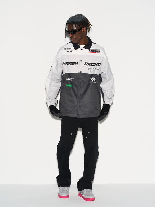 Harsh and Cruel Colorblock Logo Racing Coach Jacket