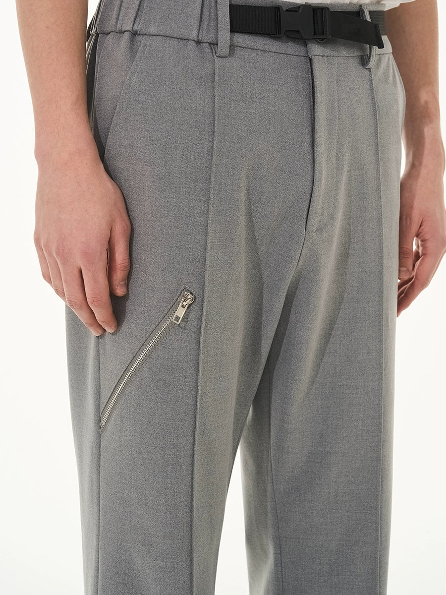 Harsh and Cruel Zipper Boot Cut Buckle Pants