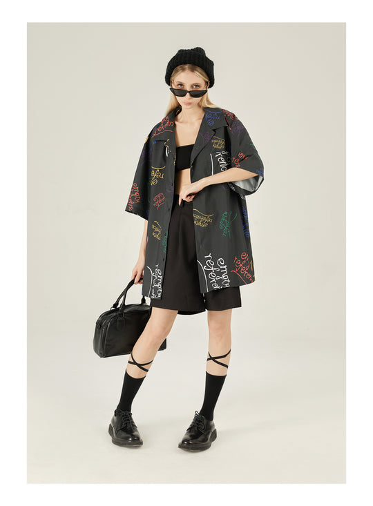 EMPTY REFERENCE Colorful Logo  Short Sleeve Shirt