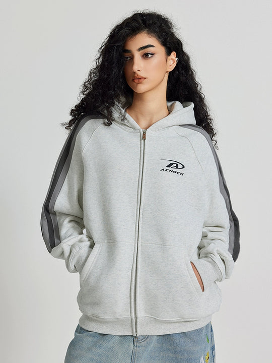 Achock Small Logo Splicing Zipper Hoodie