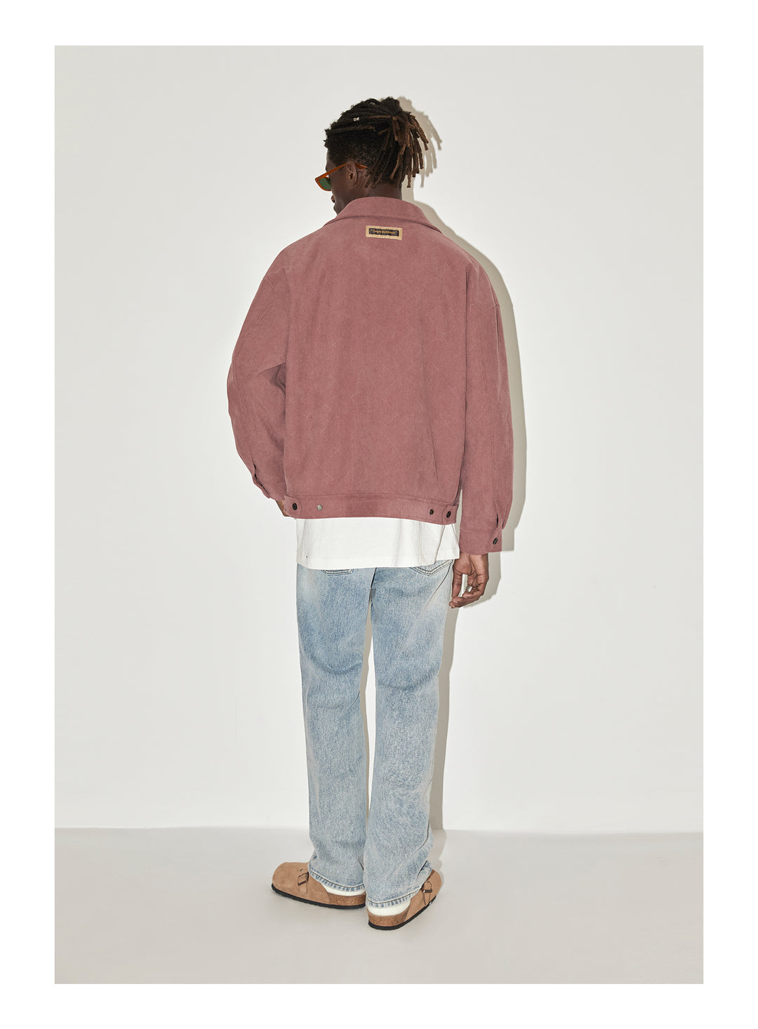 EMPTY REFERENCE Embroidered Diamond Check Pattern Corduroy Jacket