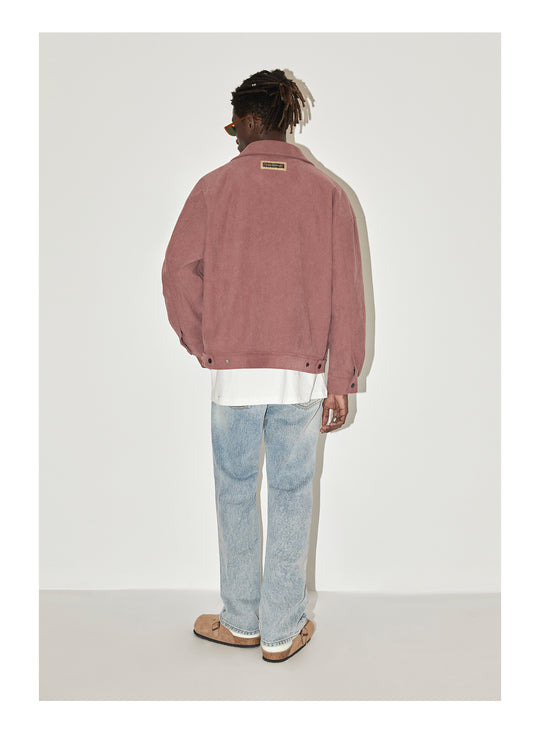 EMPTY REFERENCE Embroidered Diamond Check Pattern Corduroy Jacket