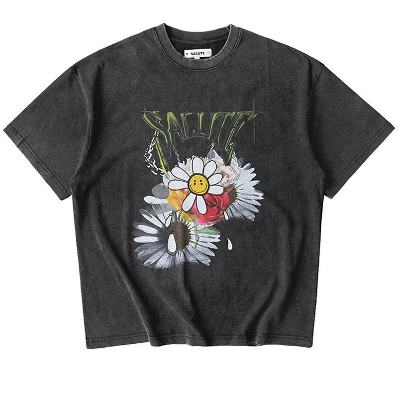 SALUTE Daisy Sunflower Smiley Flower Tee