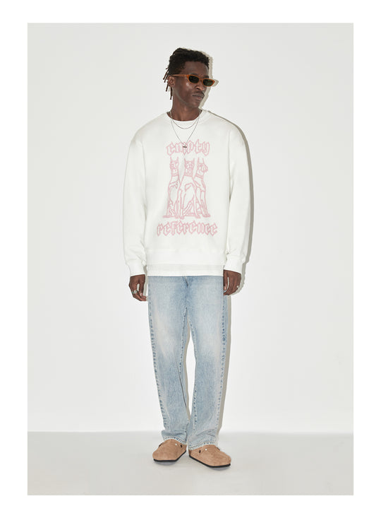 EMPTY REFERENCE Neon Doberman Dog Print Sweatshirts