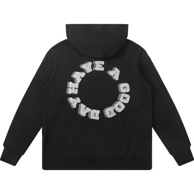 Harsh and Cruel Circular 3D LOGO Hoodie Knit Sweater | Face 3 Face