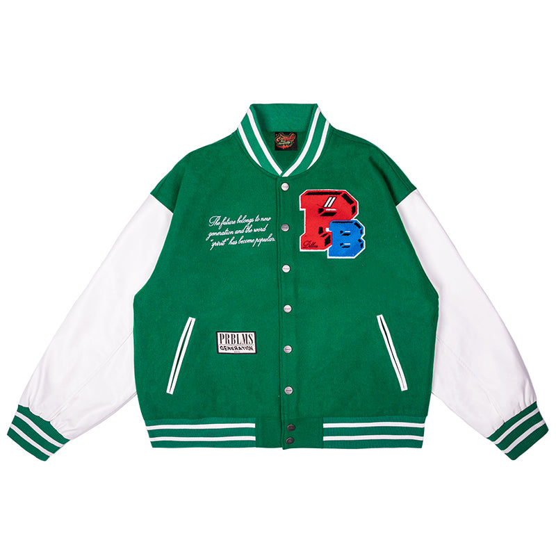 PRBLMS Three-Dimensional Embroidery Varsity Jacket | Face 3 Face