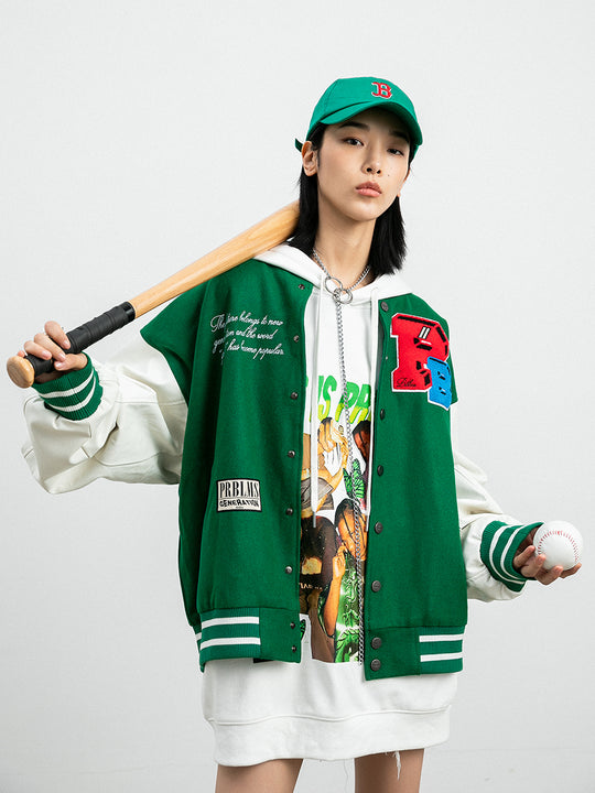 PRBLMS Three-Dimensional Embroidery Varsity Jacket | Face 3 Face