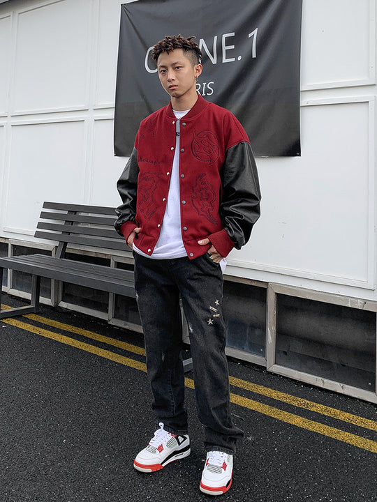 Guns Embroidered Denim Jeans