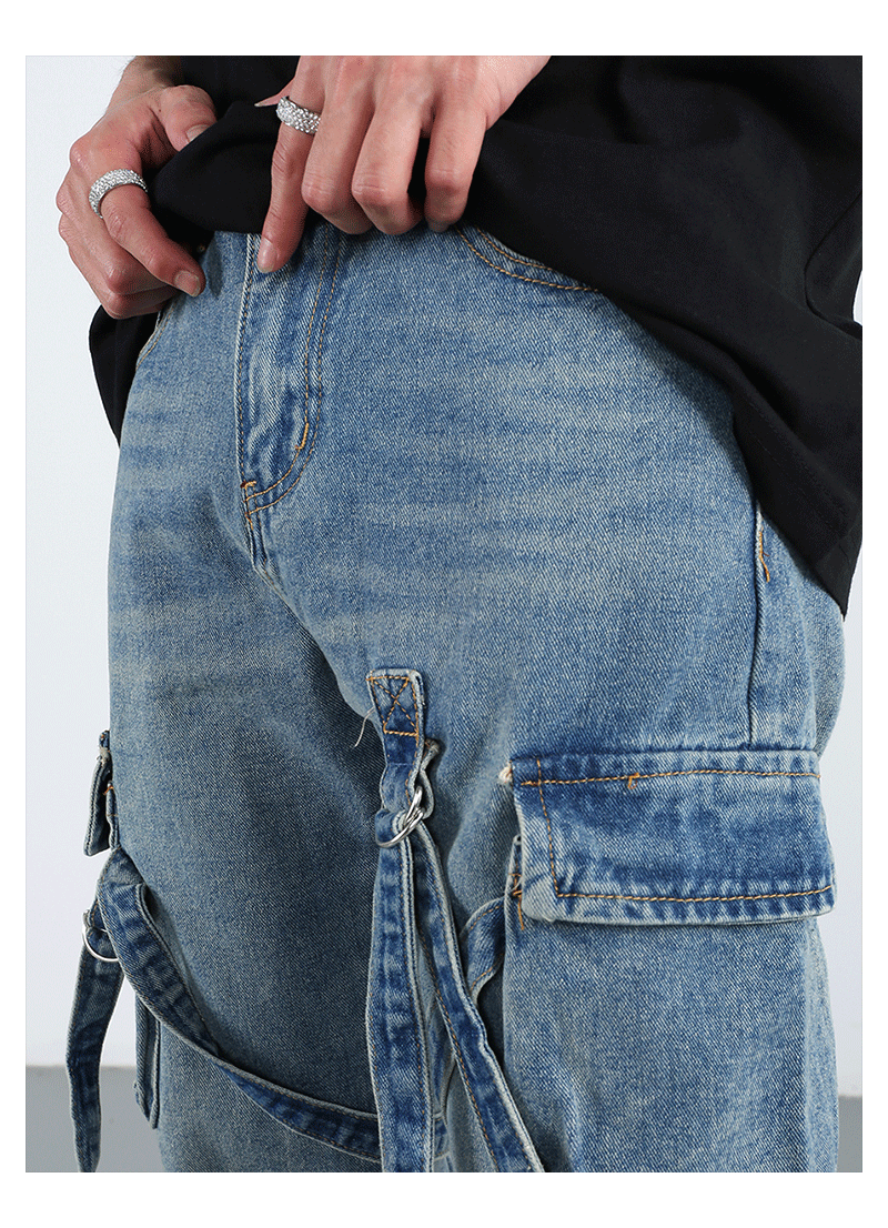 F3F Select Straps Washed Denim Jeans