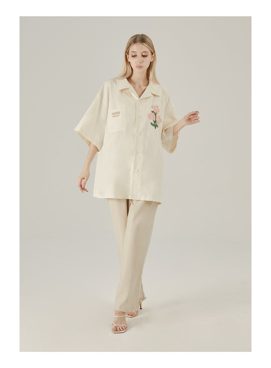 EMPTY REFERENCE Cute Small Flower Short Sleeve Shirt