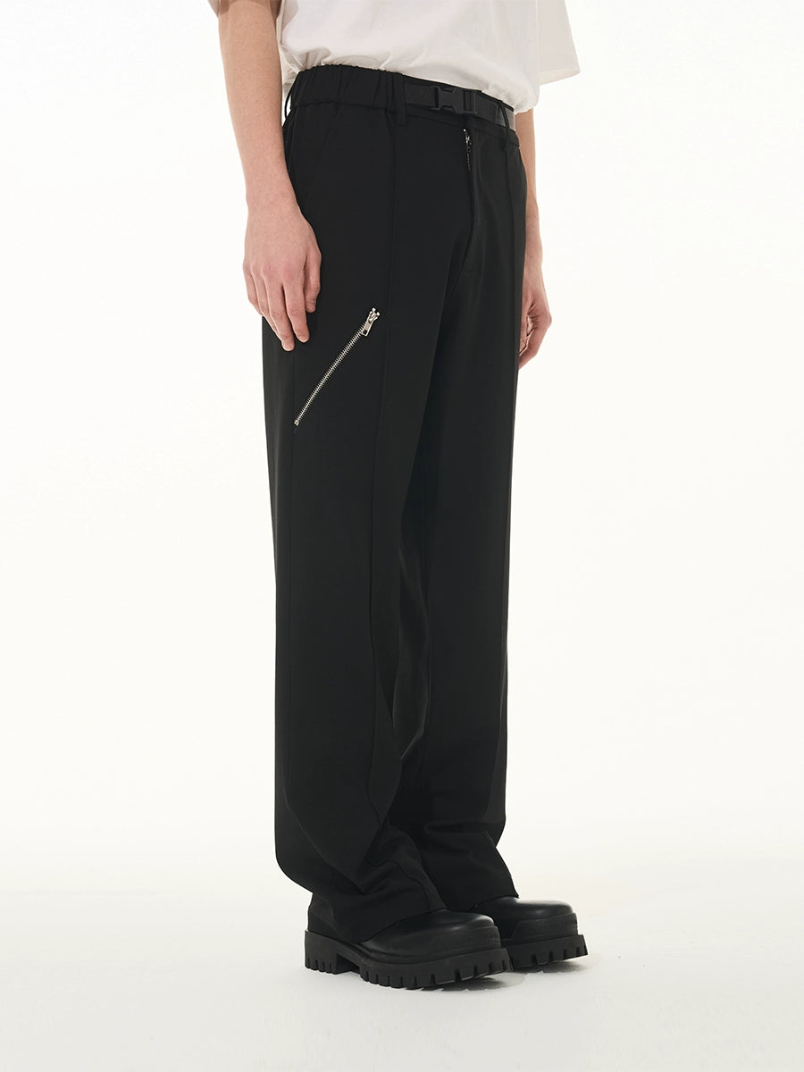 Harsh and Cruel Zipper Boot Cut Buckle Pants