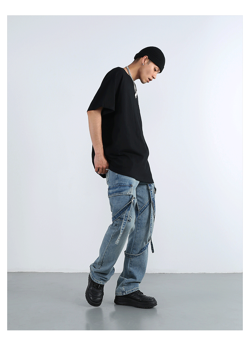 F3F Select Straps Washed Denim Jeans