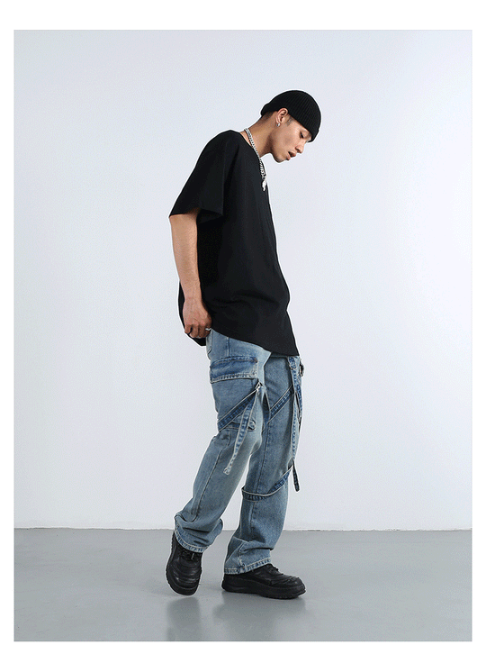 F3F Select Straps Washed Denim Jeans