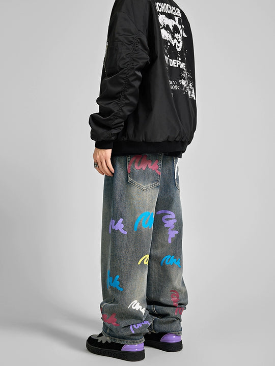Achock Colorful Bubble Print Denim Jeans | Face 3 Face