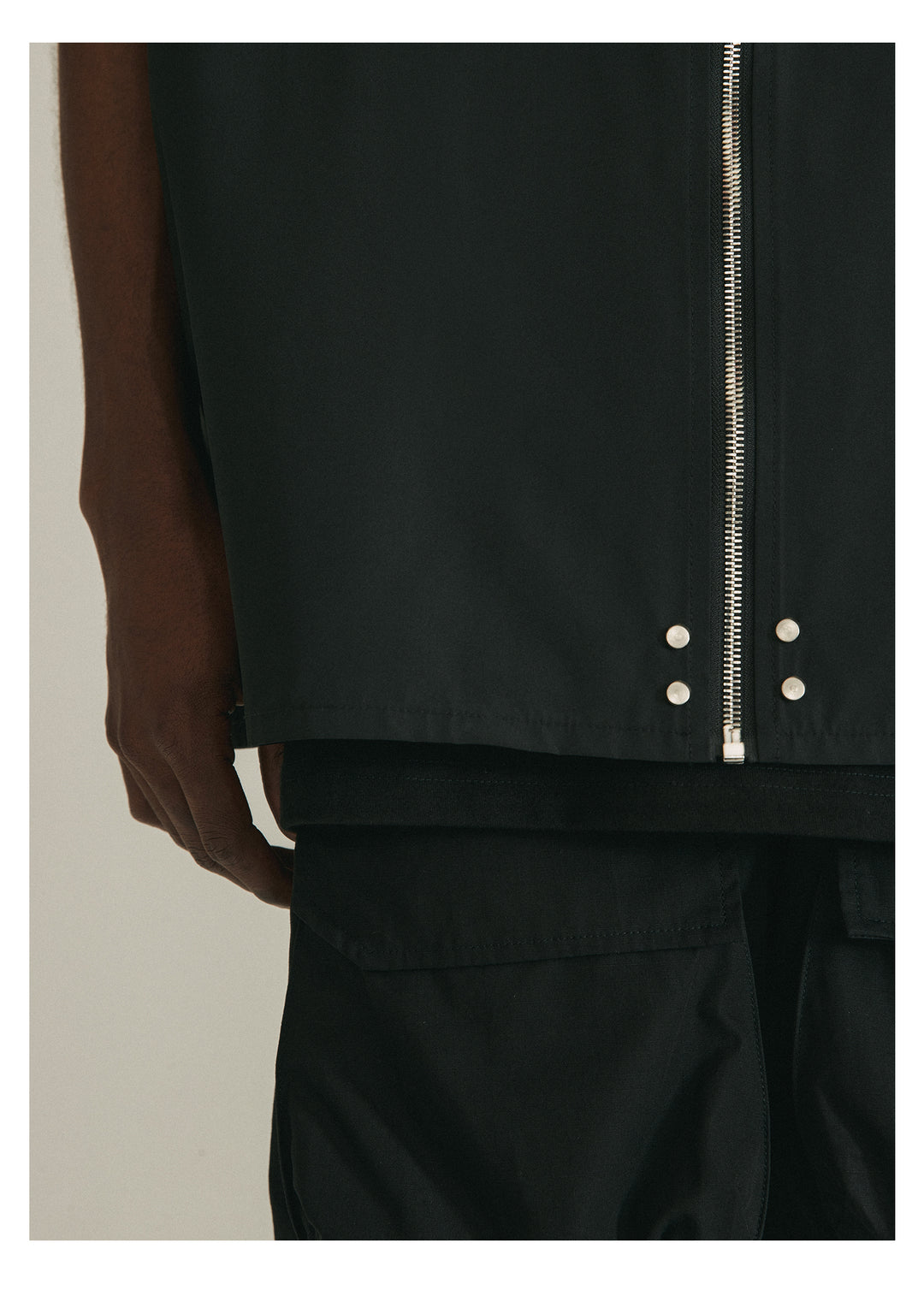 ANTIDOTE Zipper Studded Nylon Shirt