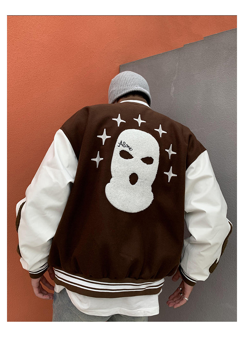 Palm Tree Mask Embroidered Varsity Jacket