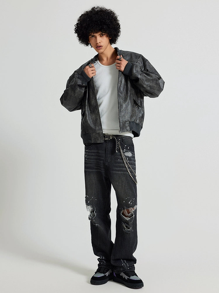 Achock Ripped Washed Vintage Denim Jeans