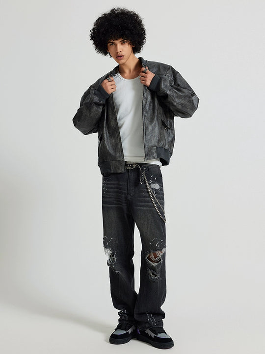 Achock Ripped Washed Vintage Denim Jeans