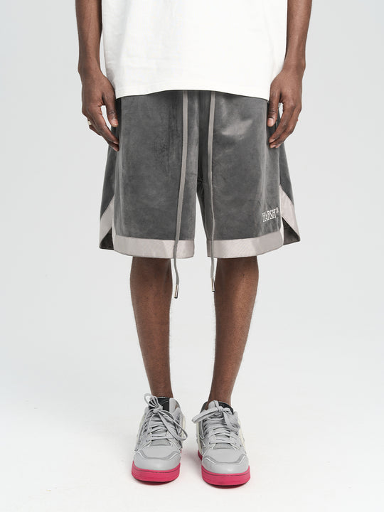 Harsh and Cruel Embroidered Logo Velvet Basketball Shorts