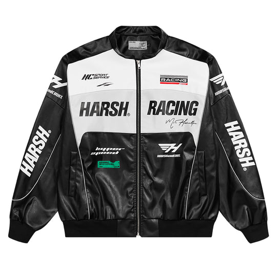 The Harsh and Cruel Biker Stand Up Collar Racing Suit Faux Leather Jacket is a stylish biker-inspired jacket available in black, green, blue, and red colors. It features a stand-up collar, racing suit-inspired design, and is made of faux leather material. The jacket is offered in sizes S through XXL and is priced at $145. Additional details on the product's features and construction are not provided in the given information.