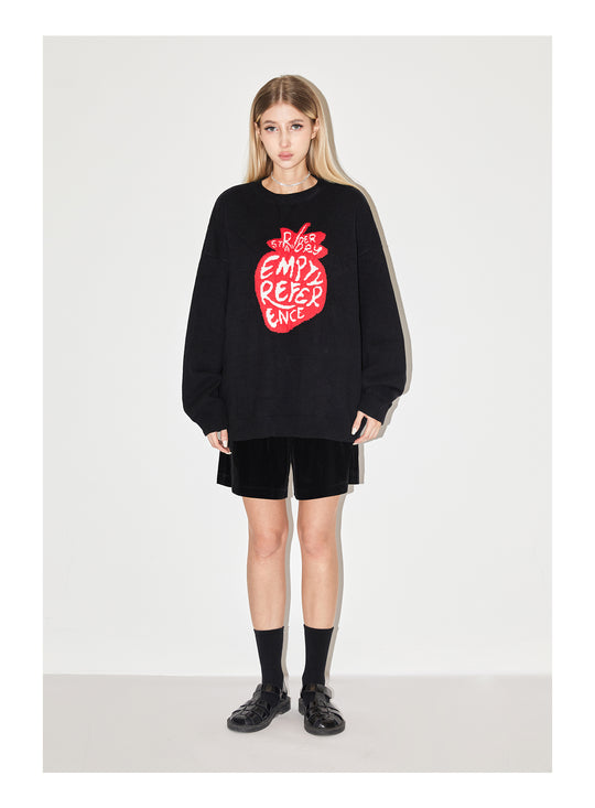 EMPTY REFERENCE I Love Strawberry Jacquard Knit Sweater