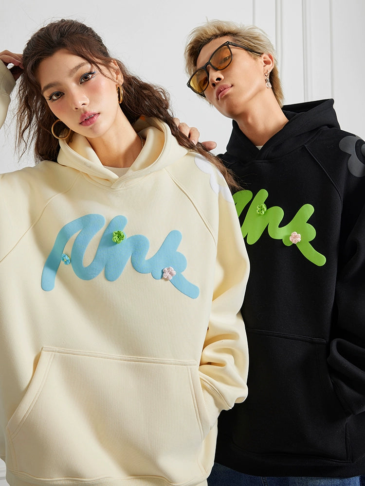 Puff print hoodies | Achock Foam Printed Embroidered Flower Hoodie | Face 3 Face