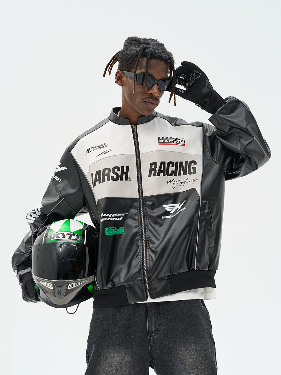The Harsh and Cruel Biker Stand Up Collar Racing Suit Faux Leather Jacket is a stylish biker-inspired jacket available in black, green, blue, and red colors. It features a stand-up collar, racing suit-inspired design, and is made of faux leather material. The jacket is offered in sizes S through XXL and is priced at $145. Additional details on the product's features and construction are not provided in the given information.