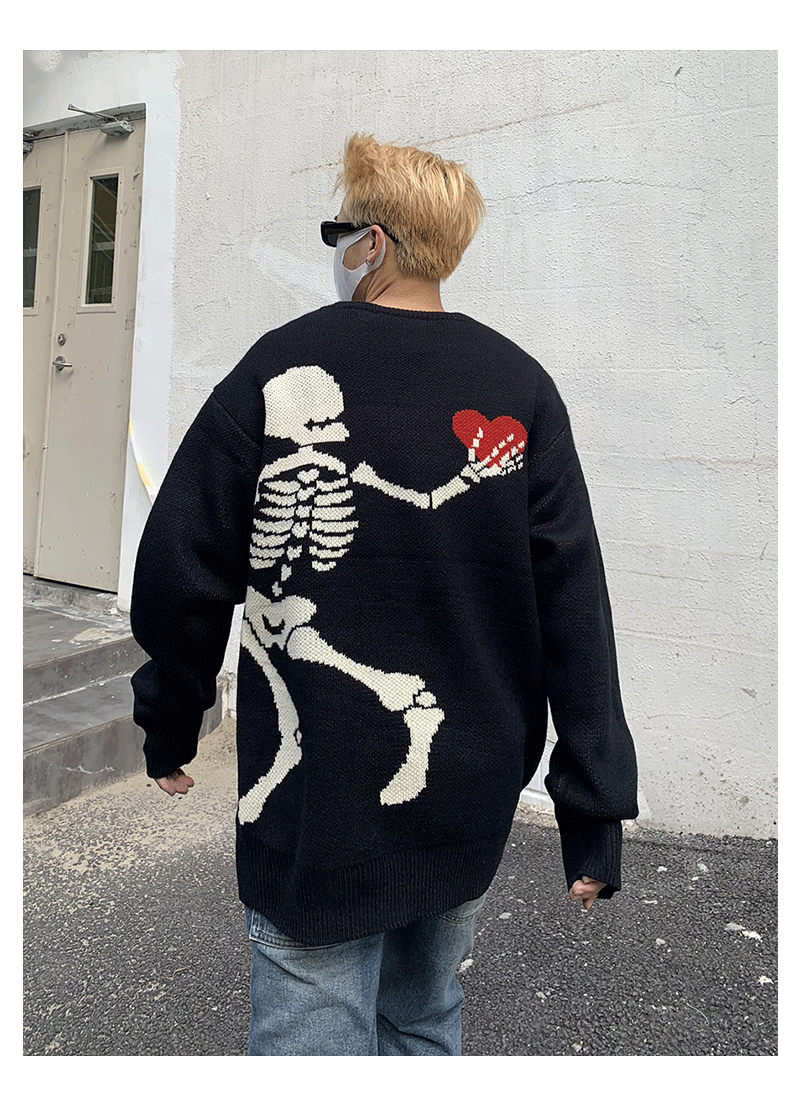 Skeleton Hands Heart Knit Sweater