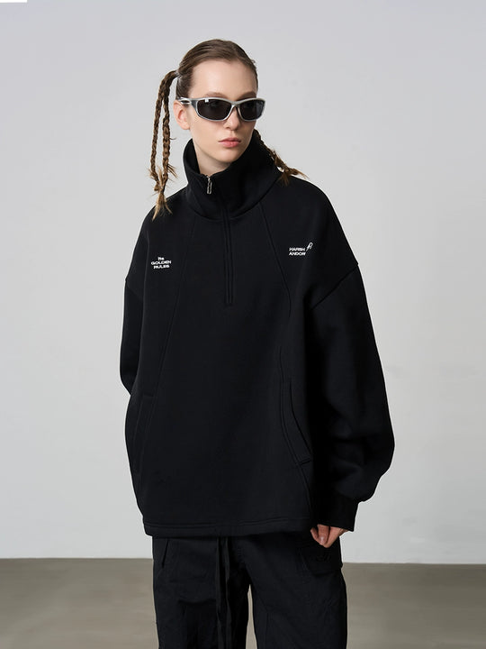 Harsh and Cruel Half Zip Stitched Pullover Sweatshirt