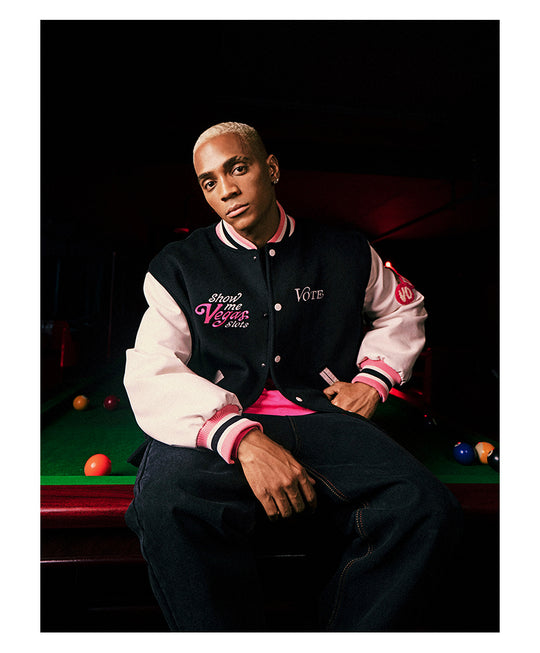 VOTE Patch Embroidered Cherry Varsity Jacket