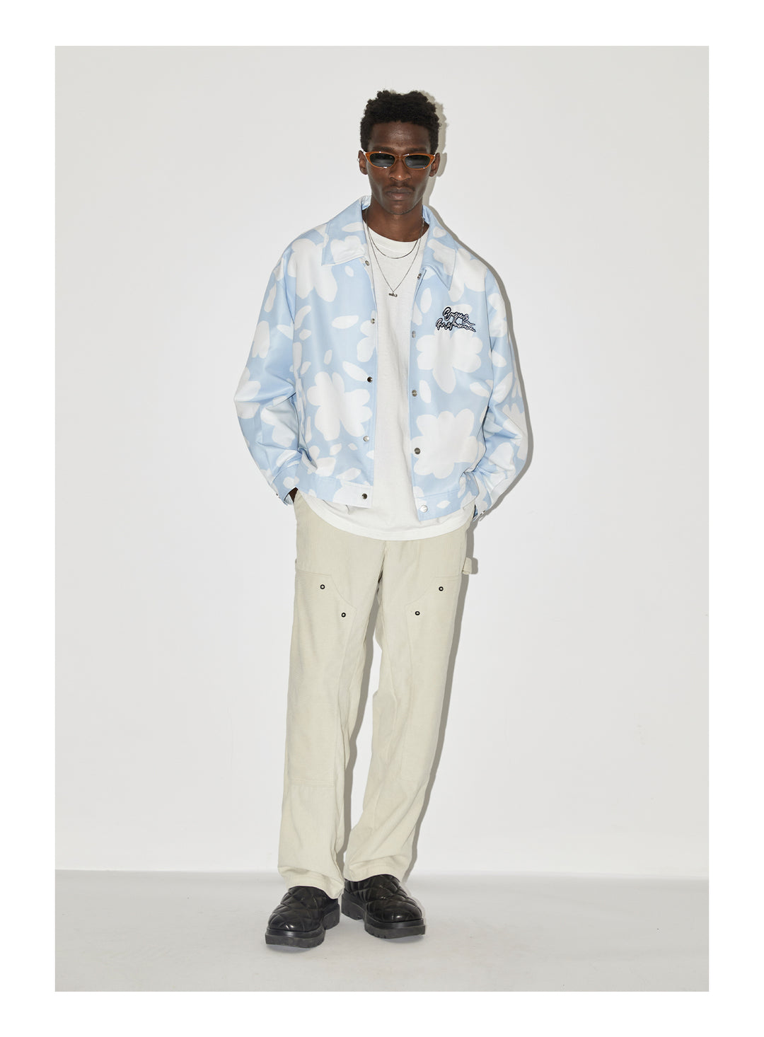 EMPTY REFERENCE Full Print Flower Embroidery Jacket