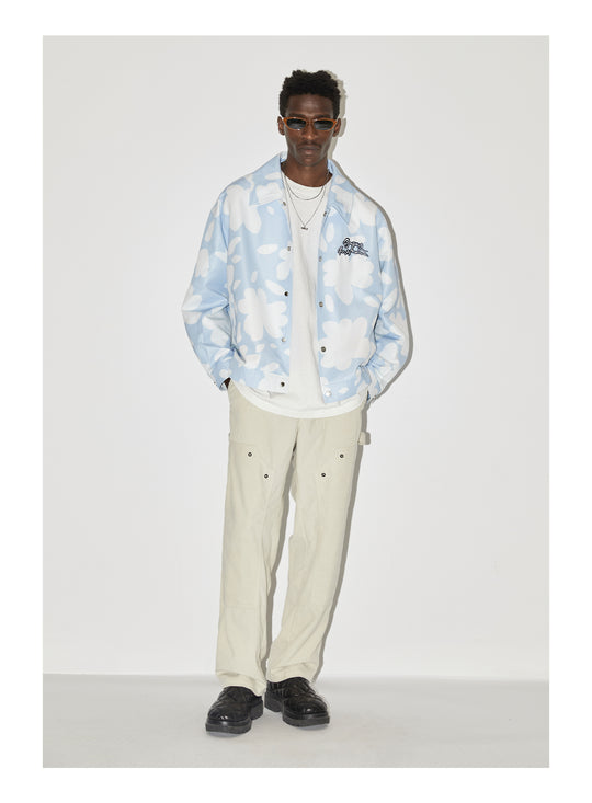EMPTY REFERENCE Full Print Flower Embroidery Jacket