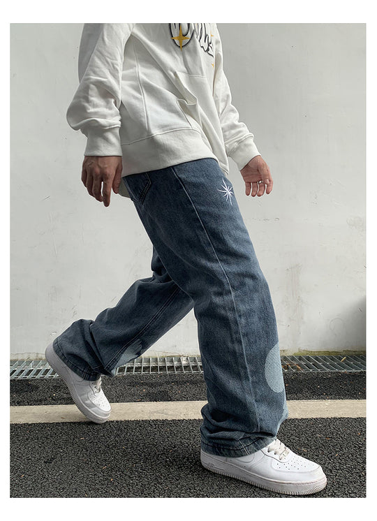 Skull Print Denim Jeans