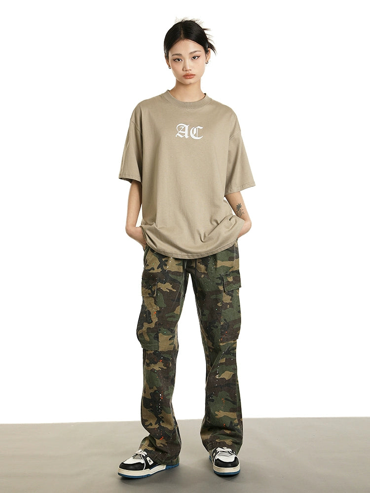Achock Ink Splash Camouflage Micro Flare Work Pants