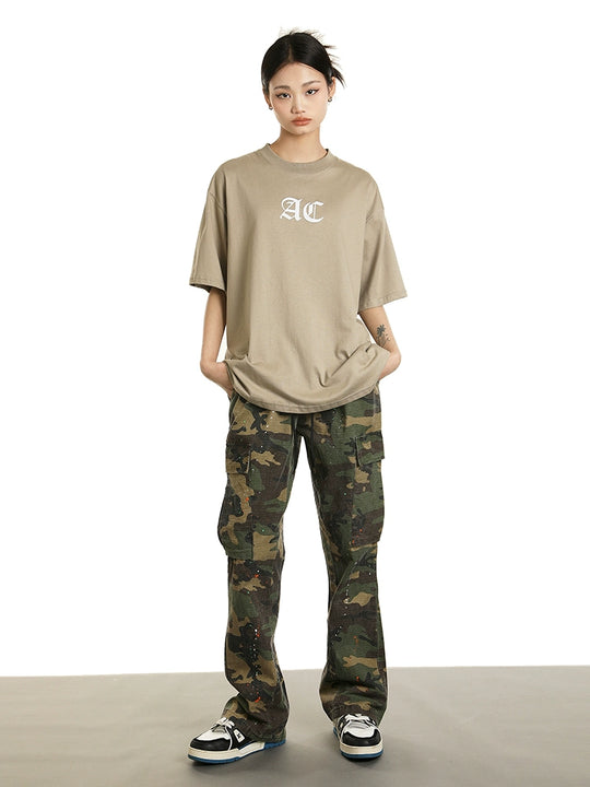 Achock Ink Splash Camouflage Micro Flare Work Pants