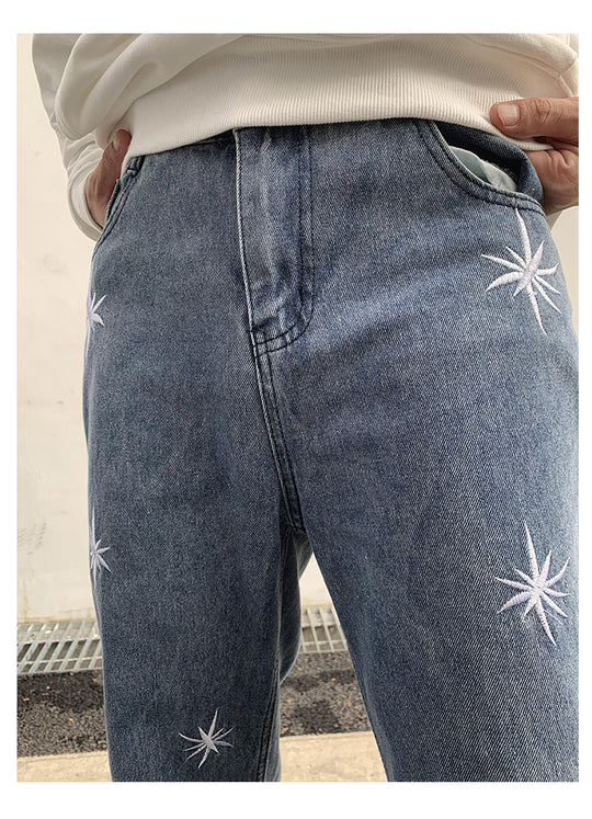 Skull Print Denim Jeans