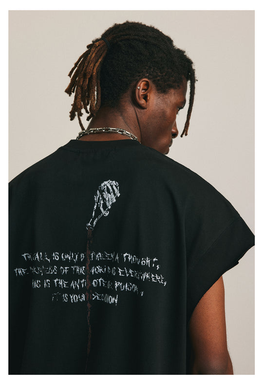 ANTIDOTE Skeleton Print Sleeveless Tee