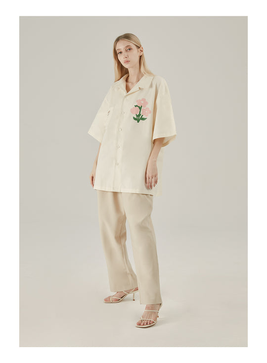 EMPTY REFERENCE Cute Small Flower Short Sleeve Shirt