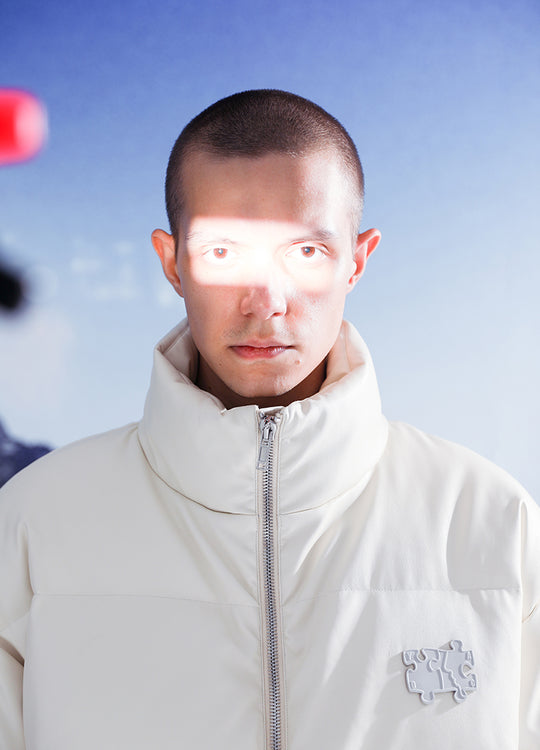 YADcrew 3D Puzzle PU Leather Down Jacket