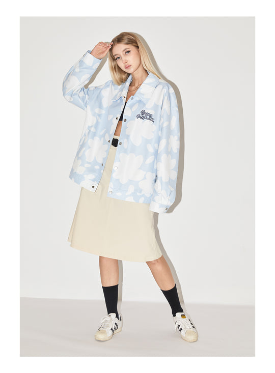 EMPTY REFERENCE Full Print Flower Embroidery Jacket