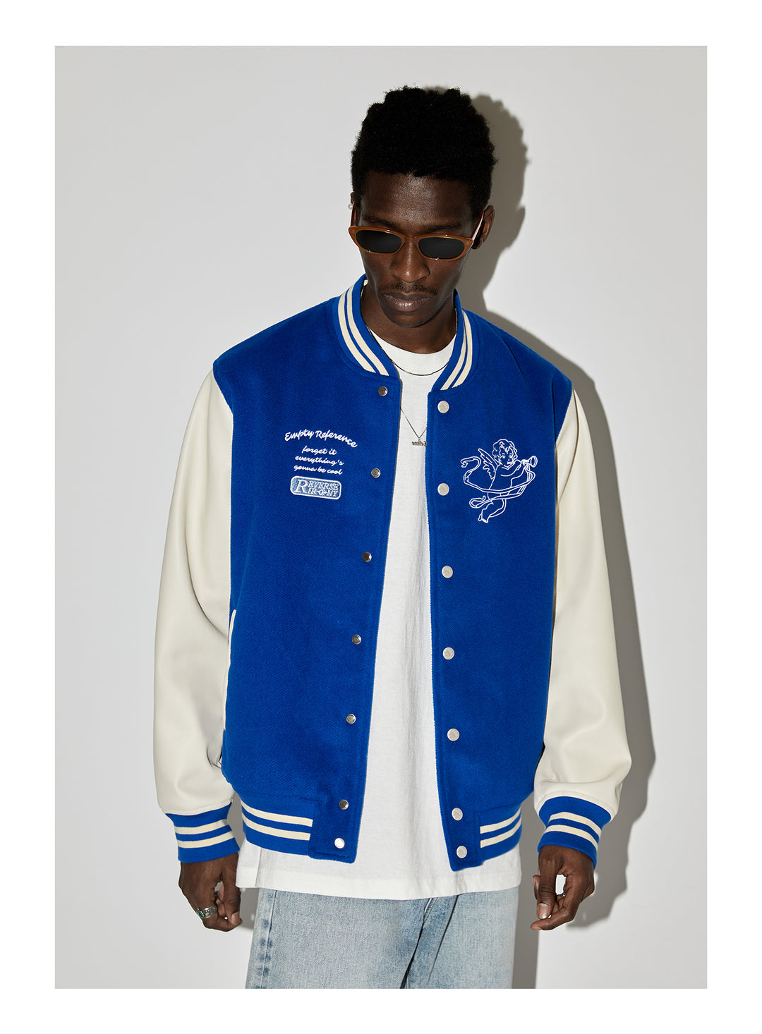 EMPTY REFERENCE Angel Logo Embroidered Baseball Jacket