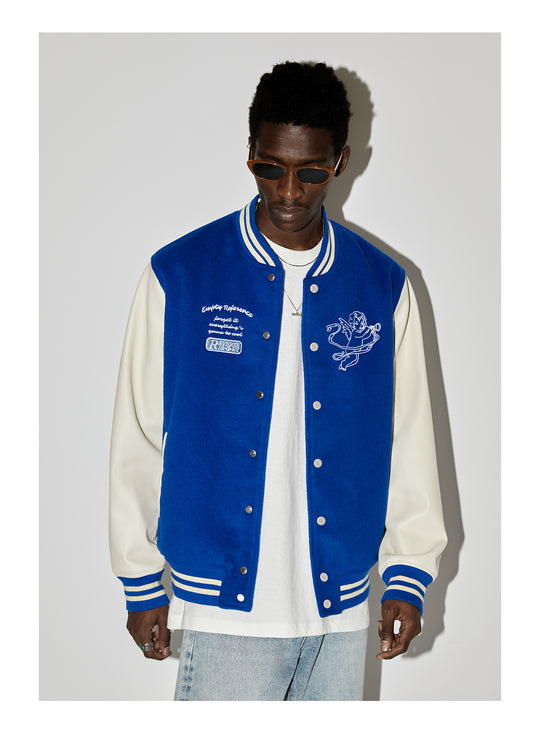 EMPTY REFERENCE Angel Logo Embroidered Baseball Jacket