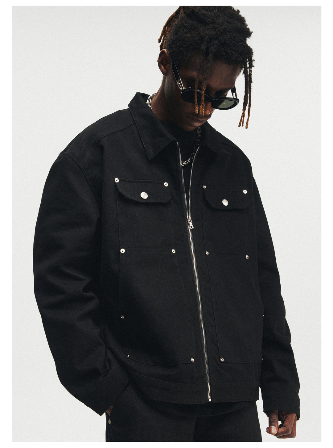 ANTIDOTE Stud Patch Punk Loose Zipper Jacket | Face 3 Face