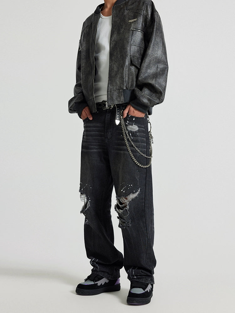 Achock Ripped Washed Vintage Denim Jeans