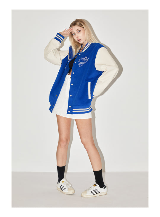 EMPTY REFERENCE Angel Logo Embroidered Baseball Jacket