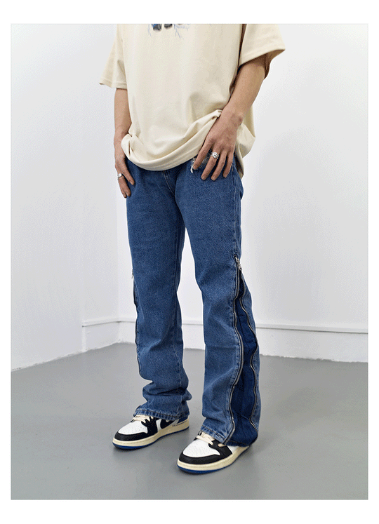 F3F Select Zipper Design Slim Denim Jeans