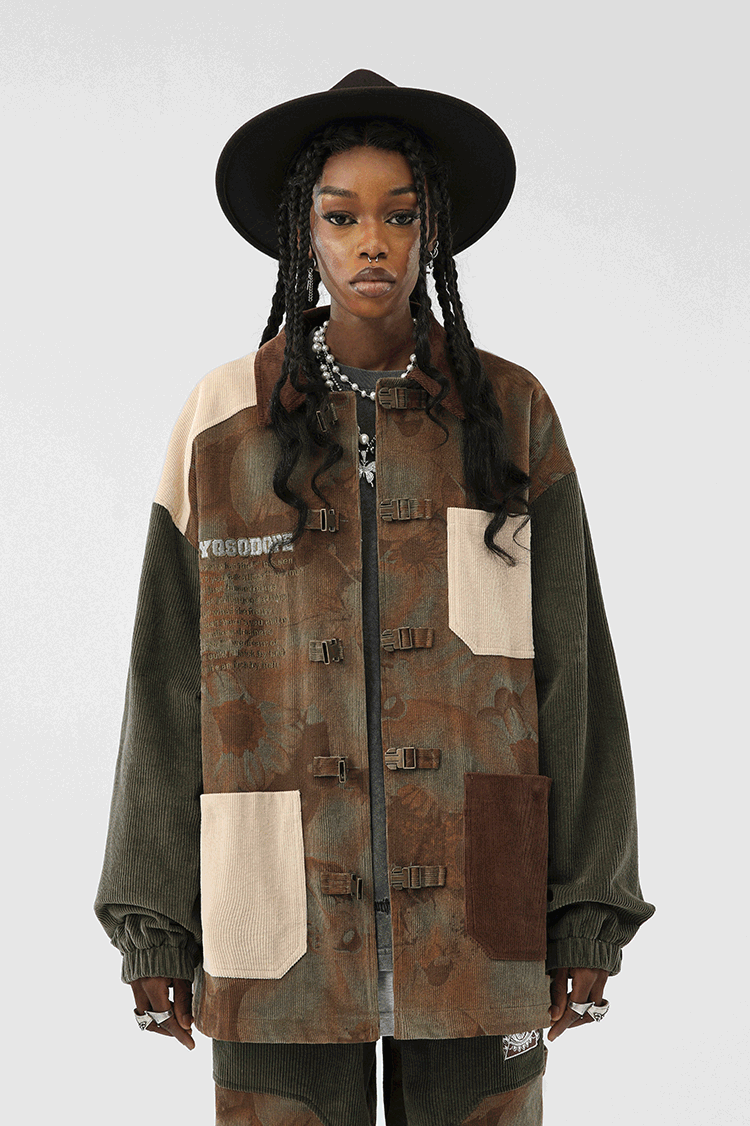 JHYQ Flower Print Corduroy Jacket