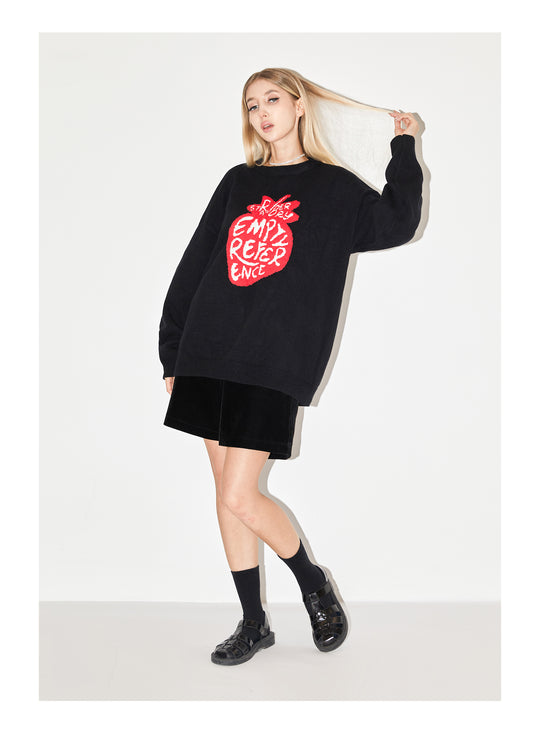 EMPTY REFERENCE I Love Strawberry Jacquard Knit Sweater