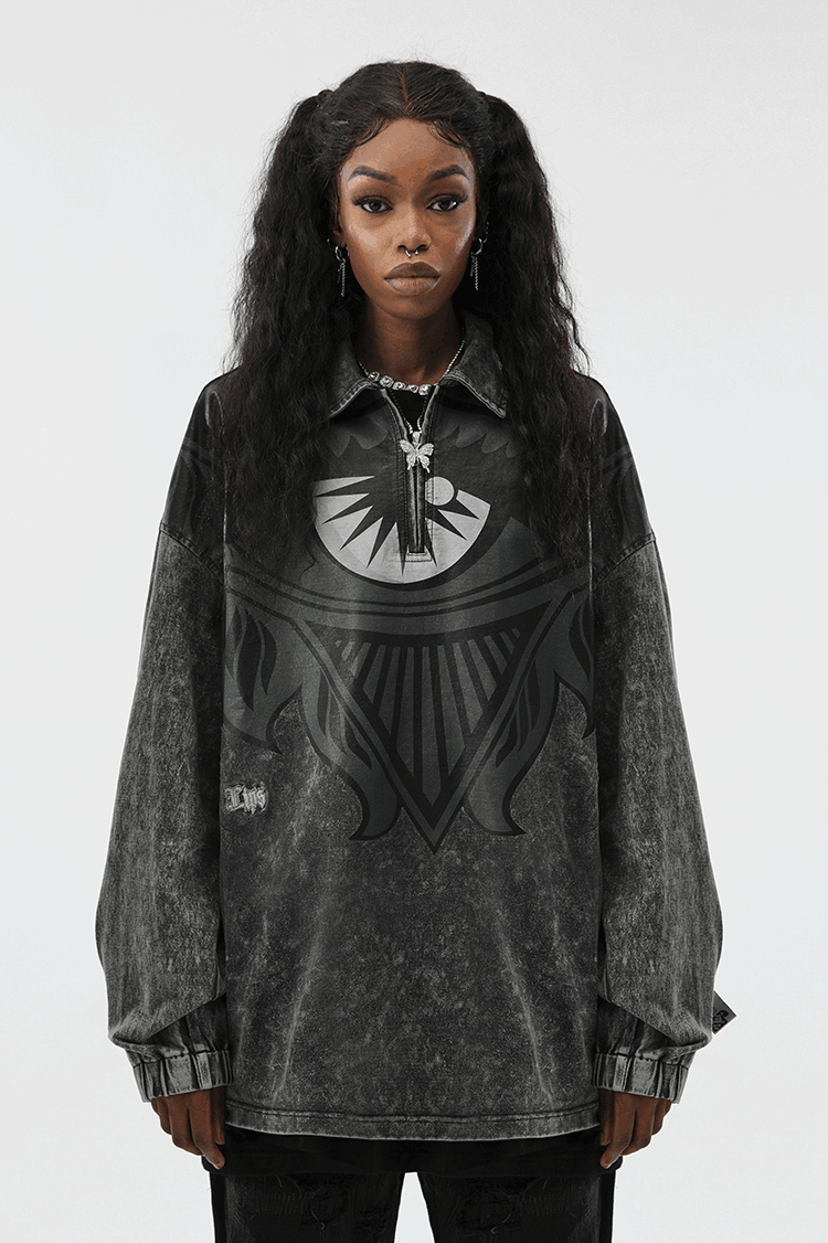 JHYQ Big Eyes Printed Denim Jacket